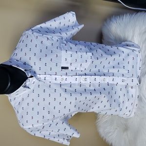 Ben Sherman Short Sleeve Bike Themed Button Down Shirt